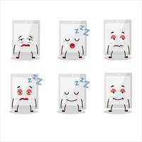 Cartoon character of white tablet with sleepy expression vector