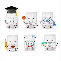 School student of white tablet cartoon character with various expressions vector