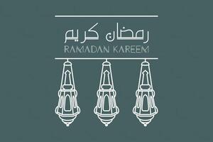 Ramadan Kareem greeting background with lantern and calligraphy. Islamic holiday icon concept. Ramadan Kareem vector greeting post design.