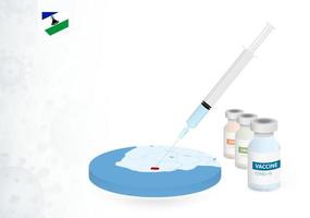 Vaccination in Lesotho with different type of COVID-19 vaccine. Concept with the vaccine injection in the map of Lesotho. vector