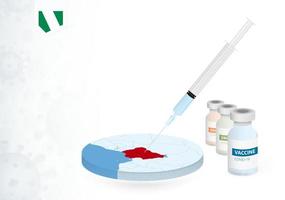 Vaccination in Nigeria with different type of COVID-19 vaccine. Concept with the vaccine injection in the map of Nigeria. vector