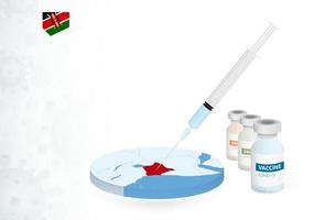 Vaccination in Kenya with different type of COVID-19 vaccine. Concept with the vaccine injection in the map of Kenya. vector