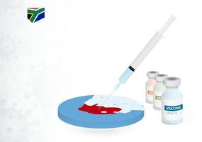 Vaccination in South Africa with different type of COVID-19 vaccine. Concept with the vaccine injection in the map of South Africa. vector