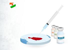 Vaccination in Niger with different type of COVID-19 vaccine. Concept with the vaccine injection in the map of Niger. vector