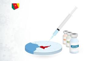 Vaccination in Cameroon with different type of COVID-19 vaccine. Concept with the vaccine injection in the map of Cameroon. vector