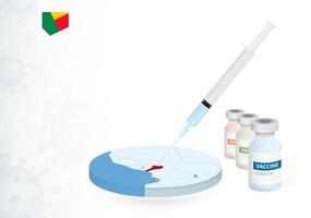 Vaccination in Benin with different type of COVID-19 vaccine. Concept with the vaccine injection in the map of Benin. vector