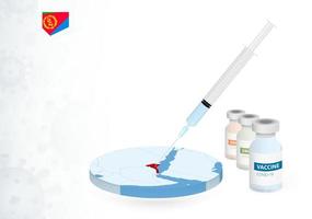 Vaccination in Eritrea with different type of COVID-19 vaccine. Concept with the vaccine injection in the map of Eritrea. vector