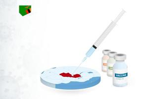 Vaccination in Zambia with different type of COVID-19 vaccine. Concept with the vaccine injection in the map of Zambia. vector