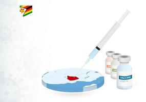 Vaccination in Zimbabwe with different type of COVID-19 vaccine. Concept with the vaccine injection in the map of Zimbabwe. vector