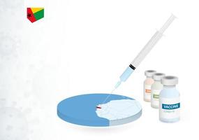 Vaccination in Guinea-Bissau with different type of COVID-19 vaccine. Concept with the vaccine injection in the map of Guinea-Bissau. vector