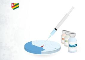 Vaccination in Togo with different type of COVID-19 vaccine. Concept with the vaccine injection in the map of Togo. vector