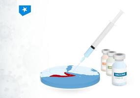 Vaccination in Somalia with different type of COVID-19 vaccine. Concept with the vaccine injection in the map of Somalia. vector