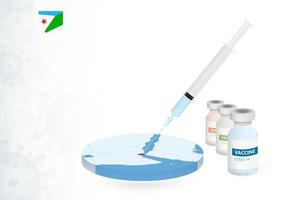 Vaccination in Djibouti with different type of COVID-19 vaccine. Concept with the vaccine injection in the map of Djibouti. vector