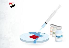 Vaccination in Egypt with different type of COVID-19 vaccine. Concept with the vaccine injection in the map of Egypt. vector