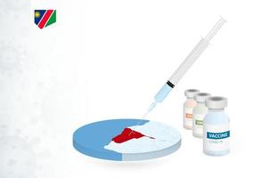 Vaccination in Namibia with different type of COVID-19 vaccine. Concept with the vaccine injection in the map of Namibia. vector