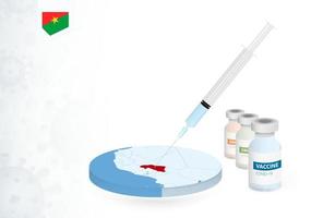 vacunación en burkina faso con diferente tipo de covid-19 vacuna. concepto con el vacuna inyección en el mapa de burkina Faso. vector