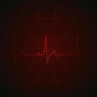 Heart pulse on red display. heartbeat graphic or cardiogram. Hospital monitoring stress rate. Vector