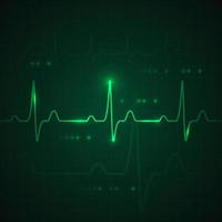 Heart pulse on green display. heartbeat graphic or cardiogram. Hospital monitoring stress rate. Vector