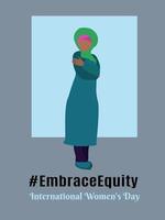 International Women's Day theme Embrace Equity, muslim girl in hijab vector