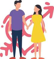 The couple is holding each other's hands. vector