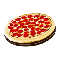 stor panorera pizza toppade med pepperoni, mozzarella och Cheddarost ost png