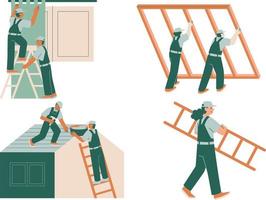 Set of different workers. Vector illustration in flat style on white background.