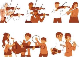 Violinist, Musician, Musician, Vector Set. Set Of Musician