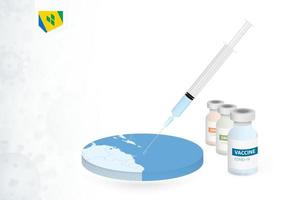 Vaccination in Saint Vincent and the Grenadines with different type of COVID-19 vaccine. Concept with the vaccine injection in the map of Saint Vincent and the Grenadines. vector