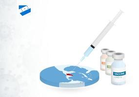 Vaccination in Honduras with different type of COVID-19 vaccine. Concept with the vaccine injection in the map of Honduras. vector