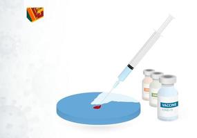 Vaccination in Sri Lanka with different type of COVID-19 vaccine. Concept with the vaccine injection in the map of Sri Lanka. vector