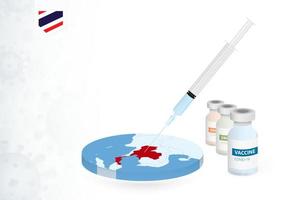 Vaccination in Thailand with different type of COVID-19 vaccine. Concept with the vaccine injection in the map of Thailand. vector