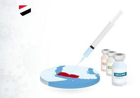 Vaccination in Yemen with different type of COVID-19 vaccine. Concept with the vaccine injection in the map of Yemen. vector