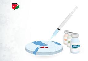 Vaccination in Jordan with different type of COVID-19 vaccine. Concept with the vaccine injection in the map of Jordan. vector