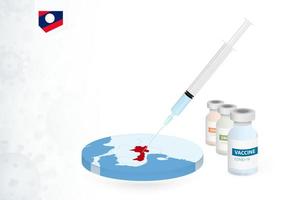 Vaccination in Laos with different type of COVID-19 vaccine. Concept with the vaccine injection in the map of Laos. vector