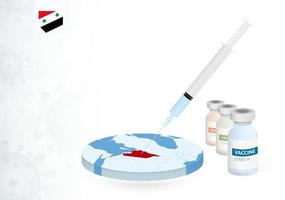 Vaccination in Syria with different type of COVID-19 vaccine. Concept with the vaccine injection in the map of Syria. vector