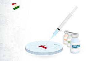 Vaccination in Tajikistan with different type of COVID-19 vaccine. Concept with the vaccine injection in the map of Tajikistan. vector