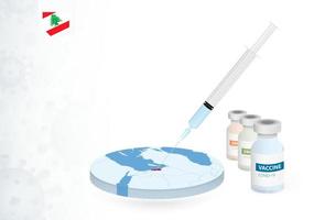 Vaccination in Lebanon with different type of COVID-19 vaccine. Concept with the vaccine injection in the map of Lebanon. vector