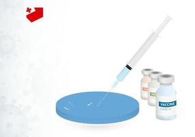 Vaccination in Tonga with different type of COVID-19 vaccine. Concept with the vaccine injection in the map of Tonga. vector