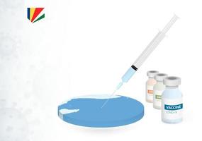 Vaccination in Seychelles with different type of COVID-19 vaccine. Concept with the vaccine injection in the map of Seychelles. vector