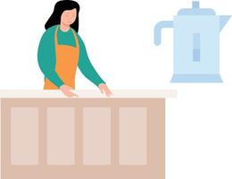 The girl is making coffee. vector