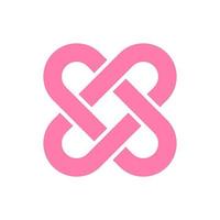 Pink love heart celtic knot logo vector art
