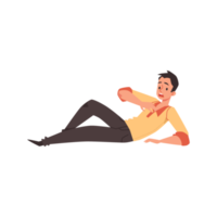 Frightened man fell to the floor in fear, flat illustration isolated. png