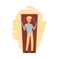 Fear of confined spaces or claustrophobia, flat illustration isolated. png