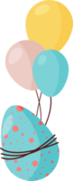 Flying Blue Egg on Three Balloons. PNG