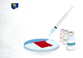 Vaccination in Oregon with different type of COVID-19 vaccine. Concept with the vaccine injection in the map of Oregon. vector