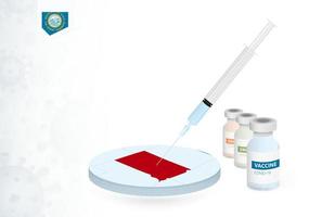 Vaccination in South Dakota with different type of COVID-19 vaccine. Concept with the vaccine injection in the map of South Dakota. vector