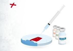 Vaccination in Alabama with different type of COVID-19 vaccine. Concept with the vaccine injection in the map of Alabama. vector