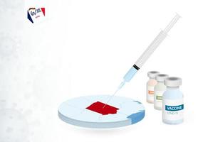 Vaccination in Iowa with different type of COVID-19 vaccine. Concept with the vaccine injection in the map of Iowa. vector