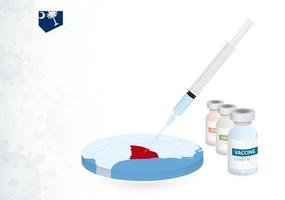 Vaccination in South Carolina with different type of COVID-19 vaccine. Concept with the vaccine injection in the map of South Carolina. vector