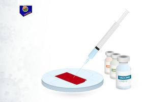 Vaccination in Kansas with different type of COVID-19 vaccine. Concept with the vaccine injection in the map of Kansas. vector